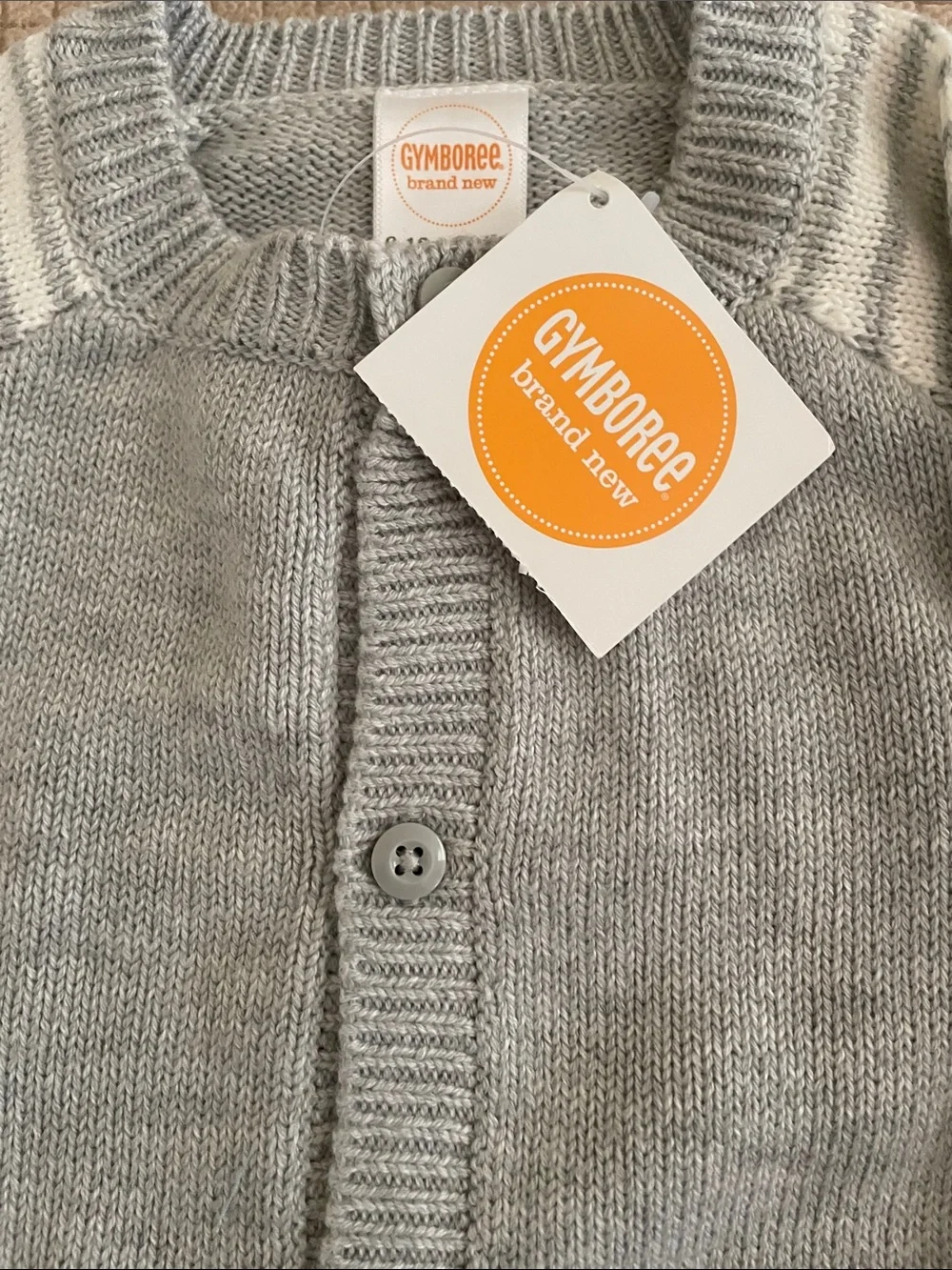 Gymboree Gray and White Button Baby Cardigan 6-12 Mo. NWT
